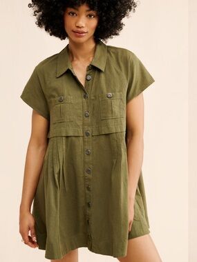 Free People Ronnie Poplin Mini Dress S